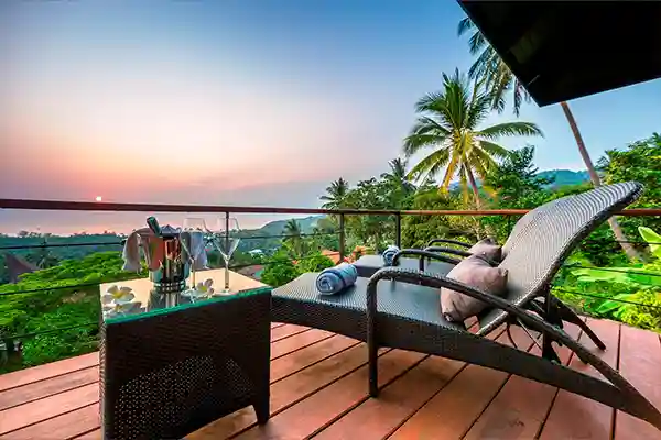 Villa Terrace Sea View for Diving Accommodation in Koh Tao Private villa terrace with sea view for diving accommodation in Koh Tao