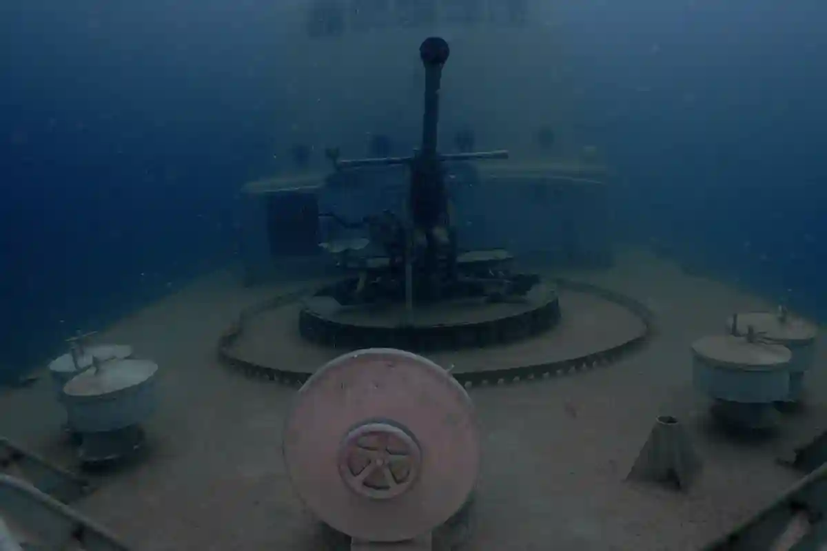 Sunken Shipwreck Deck in Koh Tao View across the deck of a sunken shipwreck during wreck diving in Koh Tao