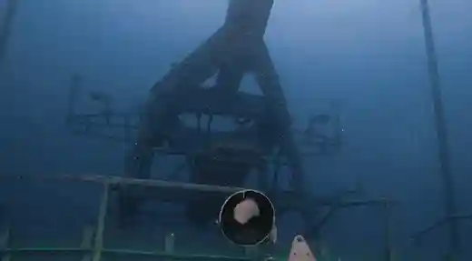 Upper Deck of a Koh Tao Shipwreck Upper deck and superstructure of a sunken shipwreck in Koh Tao